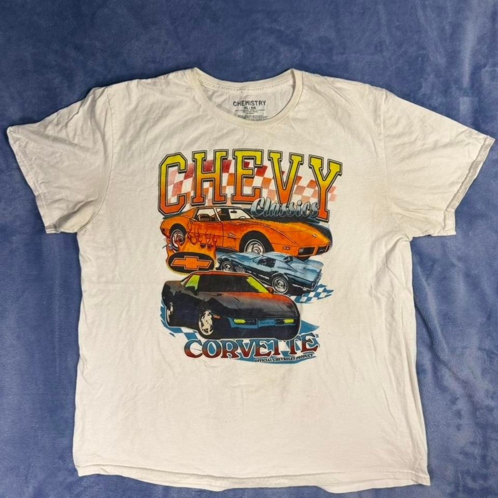 White vintage‎ 90s Chevy Corvette T-shirt men Size XL